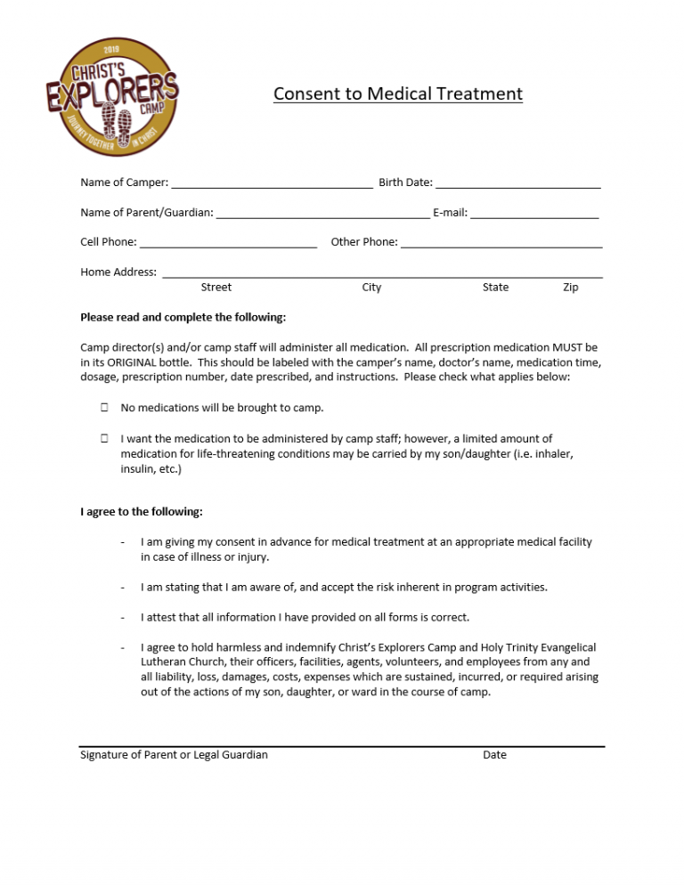 Consent Form – Holy Trinity Ev. Lutheran Church And School, West 